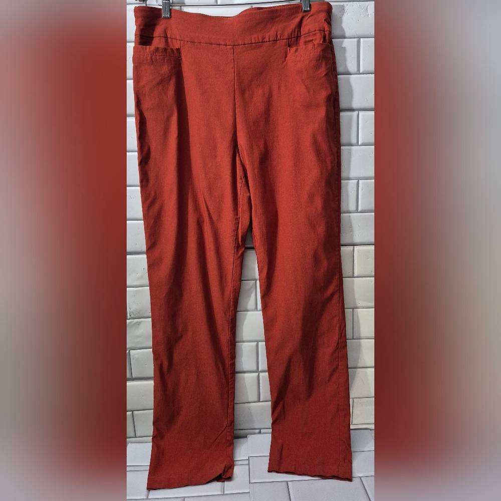 Kim Rogers Tummy Control Ladies Straight Leg Pants High Waist Flat Front Wide Wa